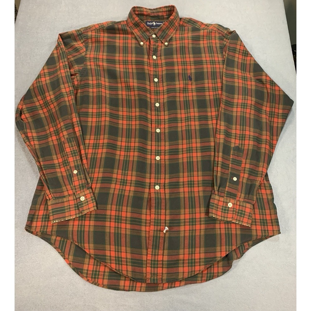 Polo Ralph Lauren Men's Plaid Button Down Shirt Long Sleeve Size XL Vintage Red